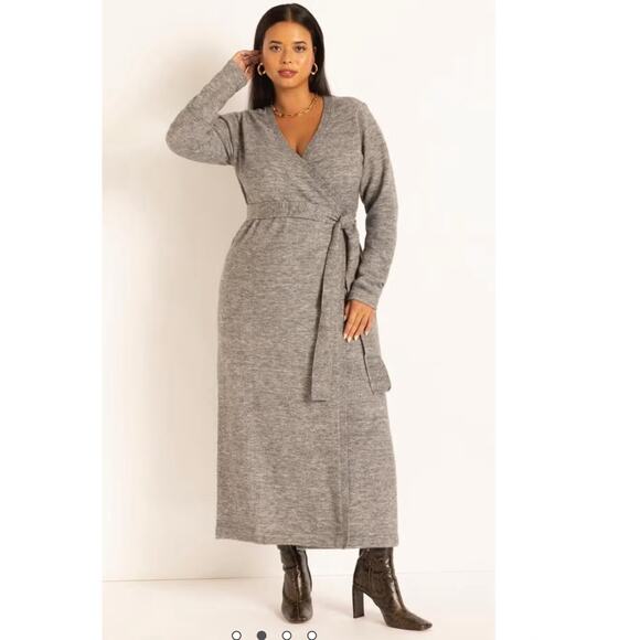 Eloquii Dresses & Skirts - ELOQUII Sweater Wrap Maxi Dress in Heather gray women’s 18/20 soft comfy